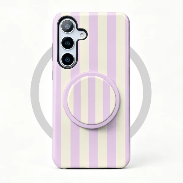Etui Galaxy A26 Lavender Stripe MagSafe z uchwytem