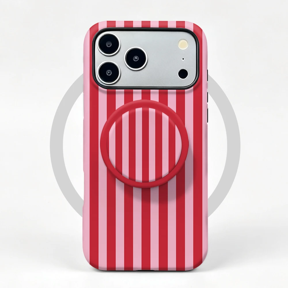 Etui iPhone 17 Pro Max Cherry Stripe MagSafe z uchwytem