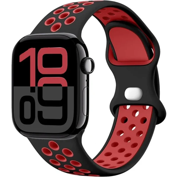 Pasek silikonowy do Apple Watch Seria 12/11/10 42mm Air Sport - Czarno-czerwony