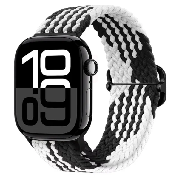 Pasek pleciony do Apple Watch 42mm 44mm 45mm Braid - Biało-czarny