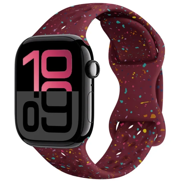 Pasek silikonowy do Apple Watch Seria 12/11/10 46mm Air Sport - Bordowy z połyskiem