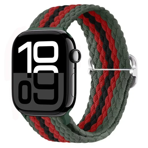 Pasek pleciony do Apple Watch 38mm 40mm 41mm Braid - Zielono-czerwono-czarny
