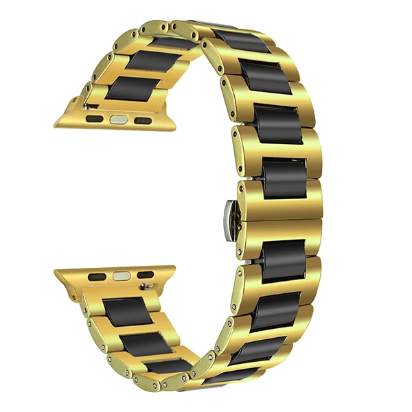 Bransoleta ceramiczna do Apple Watch Ultra Seria 4/3/2/1 49mm Ceramic - Czarno-złoty