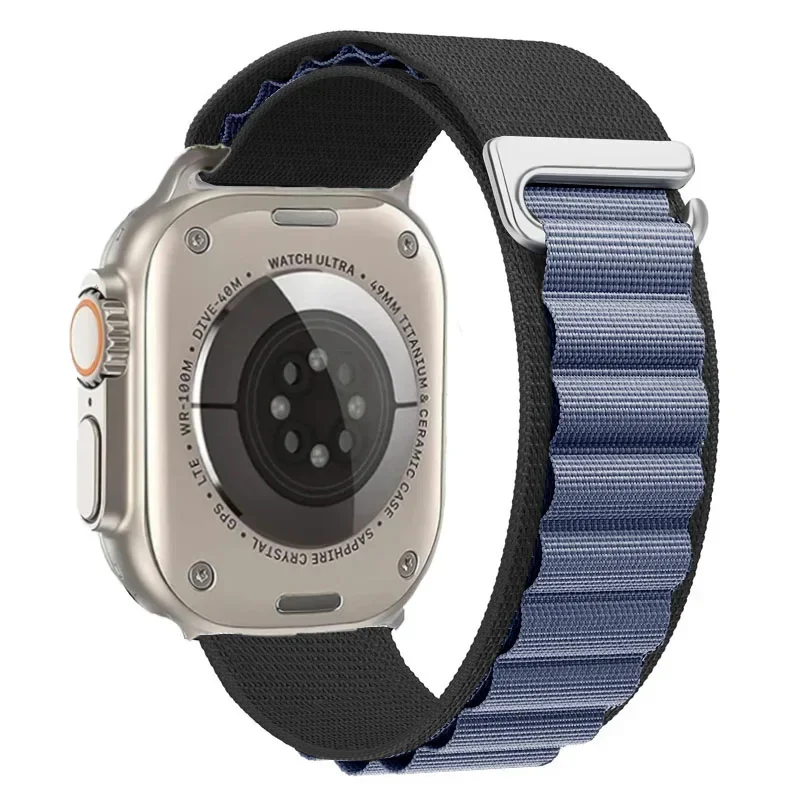 Pasek nylonowy do Apple Watch 42mm 44mm 45mm Alpine - Czarno-jasnoniebieski
