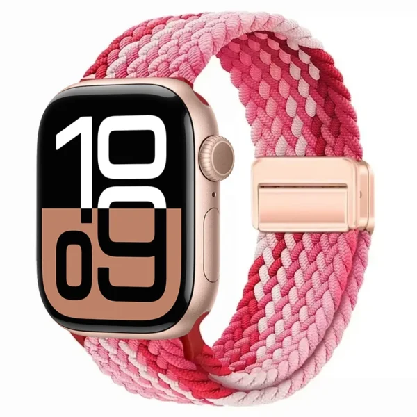 Pasek pleciony z magnesem do Apple Watch Ultra Seria 4/3/2/1 49mm Braid Magnet - Truskawkowy