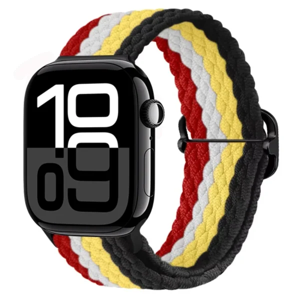 Pasek pleciony do Apple Watch 42mm 44mm 45mm Braid - Czerwono-biało-żółty