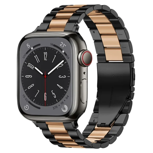 Bransoleta stalowa do Apple Watch 42mm 44mm 45mm Link - Czarno-różowozłoty