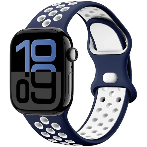 Pasek silikonowy do Apple Watch Seria 12/11/10 42mm Air Sport - Granatowo-biały