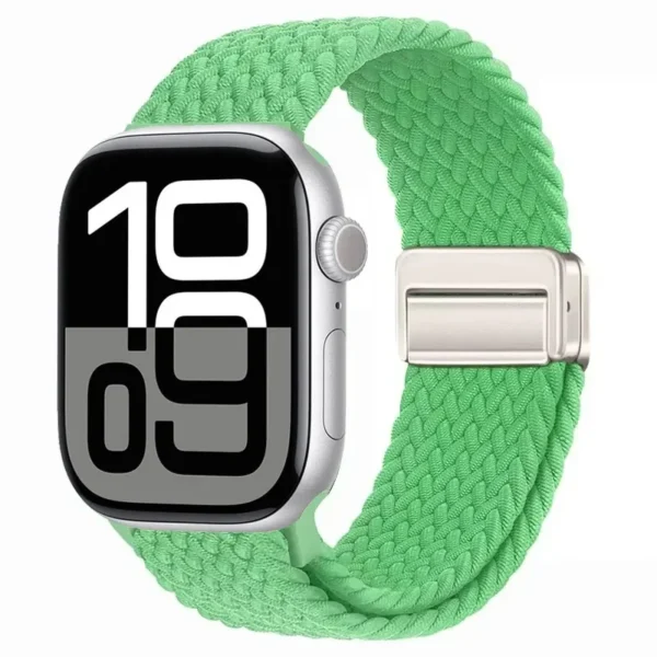 Pasek pleciony z magnesem do Apple Watch 38mm 40mm 41mm Braid Magnet - Zielony z połyskiem