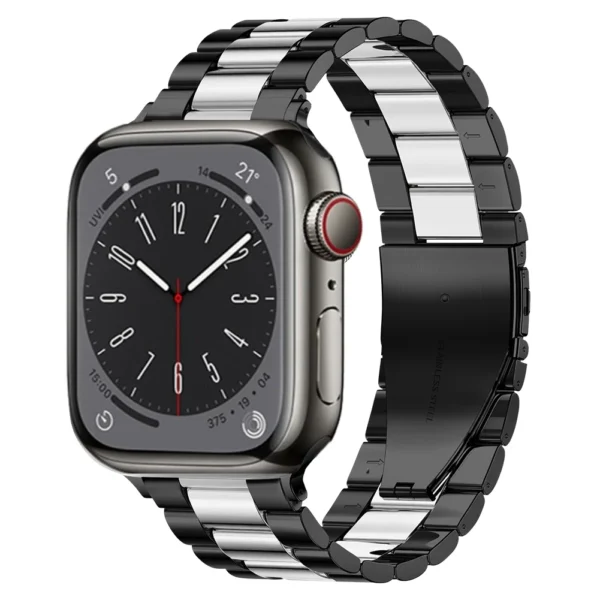 Bransoleta stalowa do Apple Watch 38mm 40mm 41mm Link - Czarno-srebrny