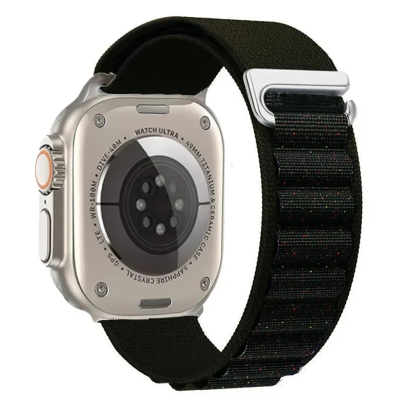 Pasek nylonowy do Apple Watch Seria 12/11/10 46mm Alpine - Czarny z połyskiem