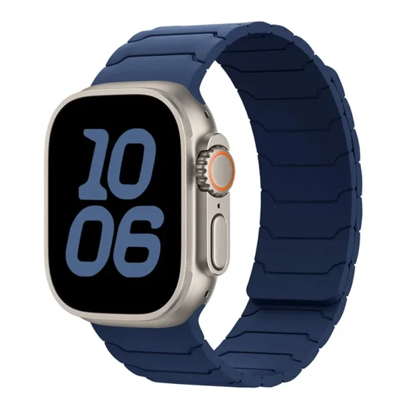 Pasek silikonowy z magnesem do Apple Watch Ultra Seria 4/3/2/1 49mm Magnet Sport - Granatowy
