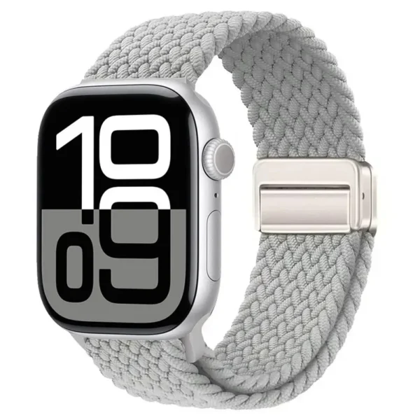 Pasek pleciony z magnesem do Apple Watch 42mm 44mm 45mm Braid Magnet - Perłowa biel