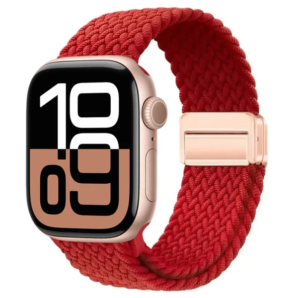 Pasek pleciony z magnesem do Apple Watch Seria 12/11/10 46mm Braid Magnet - Czerwony