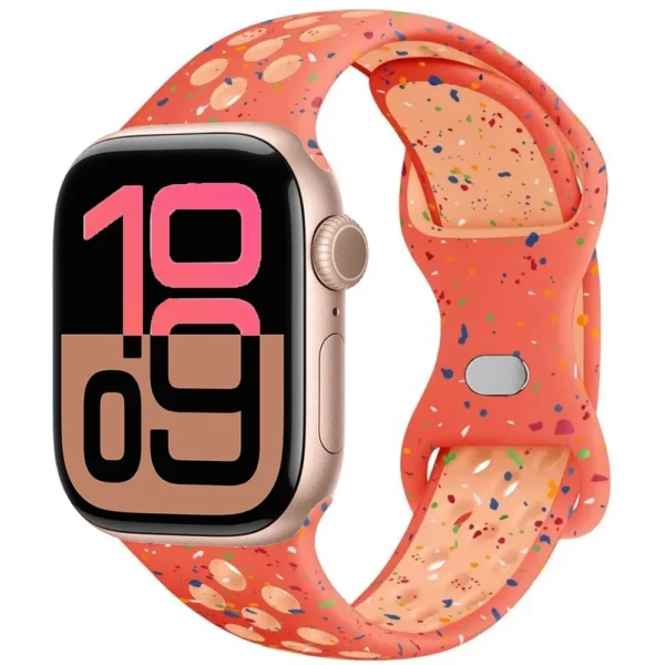Pasek silikonowy do Apple Watch 42mm 44mm 45mm Air Sport - Pomarańczowo-różowy z połyskiem