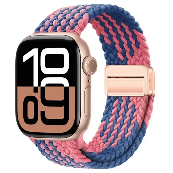 Pasek pleciony z magnesem do Apple Watch Seria 12/11/10 42mm Braid Magnet - Niebiesko-różowy