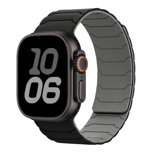 Pasek silikonowy z magnesem do Apple Watch 38mm 40mm 41mm Magnet Sport - Czarno-szary