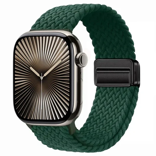 Pasek pleciony z magnesem do Apple Watch Ultra Seria 4/3/2/1 49mm Braid Magnet - Cedrowa zieleń