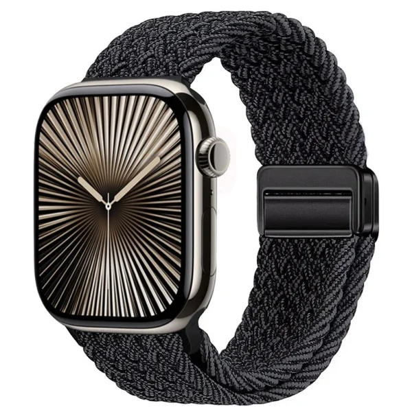 Pasek pleciony z magnesem do Apple Watch Seria 12/11/10 46mm Braid Magnet - Czarno-biały