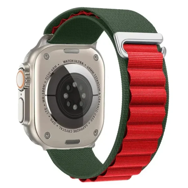 Pasek nylonowy do Apple Watch 42mm 44mm 45mm Alpine - Zielono-czerwony