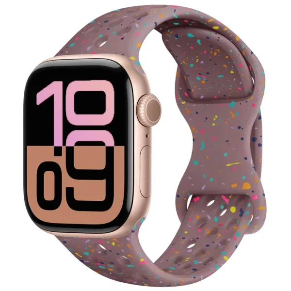 Pasek silikonowy do Apple Watch 42mm 44mm 45mm Air Sport - Dymny fiolet z połyskiem