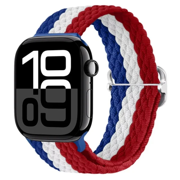 Pasek pleciony do Apple Watch 38mm 40mm 41mm Braid - Czerwono-biało-niebieski