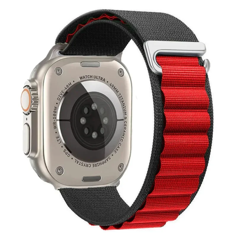 Pasek nylonowy do Apple Watch Seria 12/11/10 46mm Alpine - Czarno-czerwony