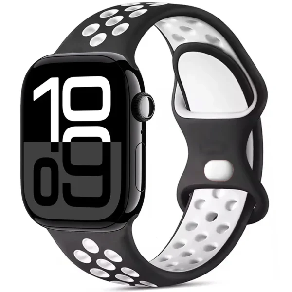 Pasek silikonowy do Apple Watch Seria 12/11/10 46mm Air Sport - Czarno-biały