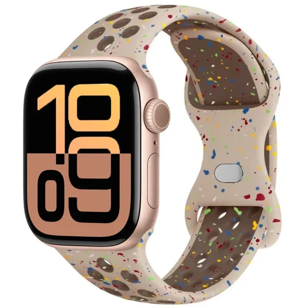 Pasek silikonowy do Apple Watch 42mm 44mm 45mm Air Sport - Piaskowy z połyskiem