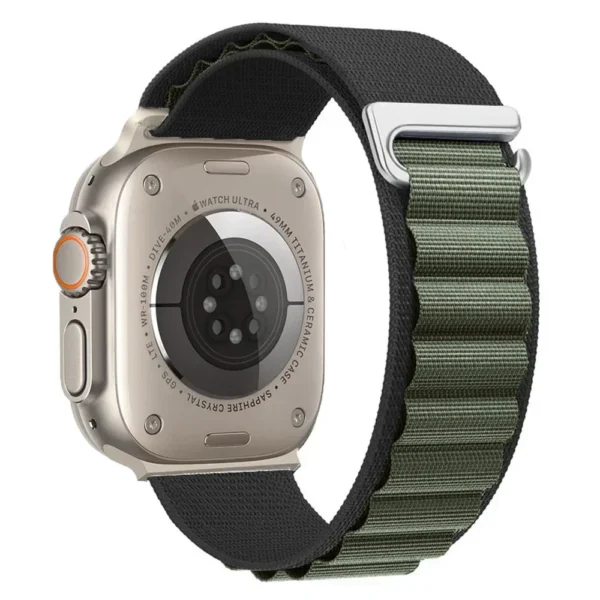 Pasek nylonowy do Apple Watch Seria 12/11/10 46mm Alpine - Czarno-oliwkowy