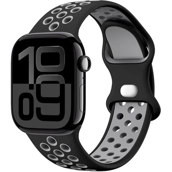 Pasek silikonowy do Apple Watch 42mm 44mm 45mm Air Sport - Czarno-szary