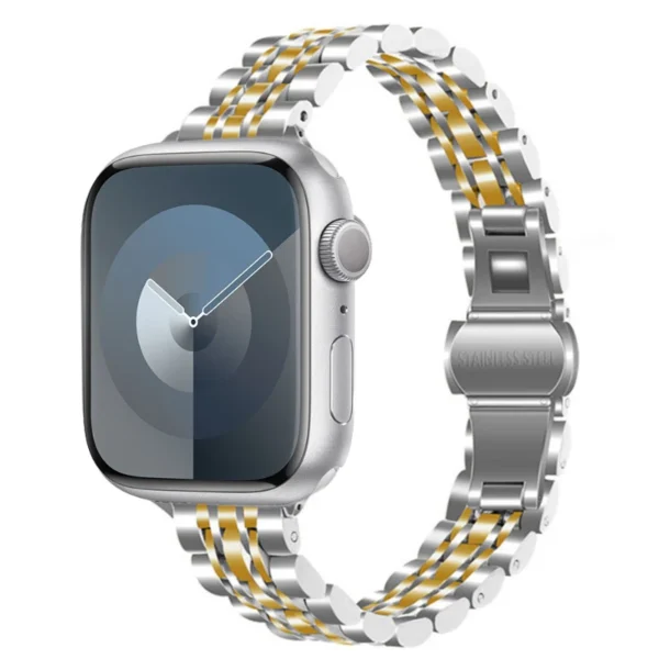 Bransoleta damska do Apple Watch 42mm 44mm 45mm Slim - Srebrno-złoty