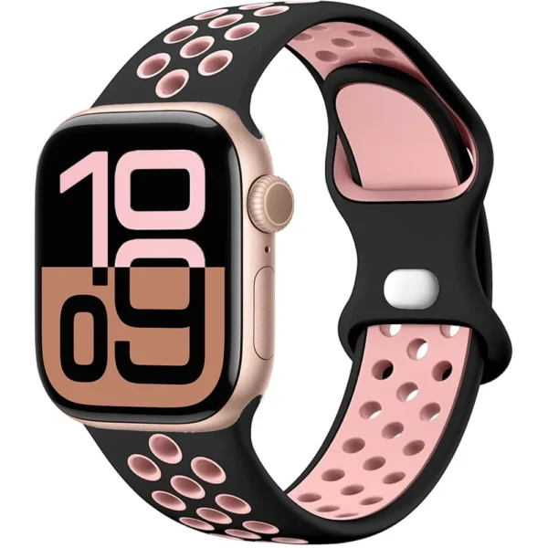 Pasek silikonowy do Apple Watch Seria 12/11/10 46mm Air Sport - Czarno-różowy
