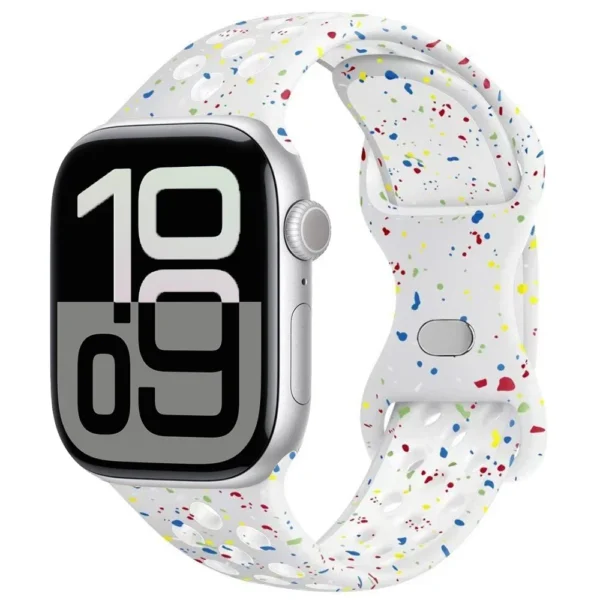Pasek silikonowy do Apple Watch 42mm 44mm 45mm Air Sport - Biały z połyskiem
