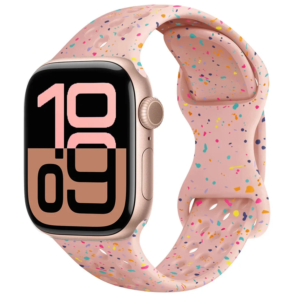 Pasek silikonowy do Apple Watch Seria 12/11/10 46mm Air Sport - Różowy z połyskiem
