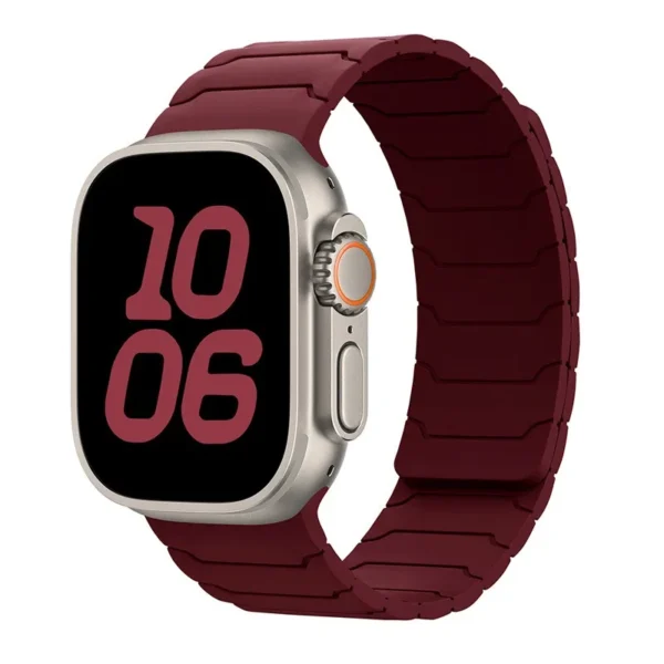 Pasek silikonowy z magnesem do Apple Watch 42mm 44mm 45mm Magnet Sport - Bordowy
