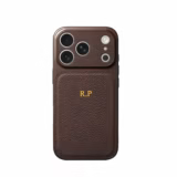Personalizowane Etui do iPhone 12 LuxeTouch Złote Inicjały - Kawowy