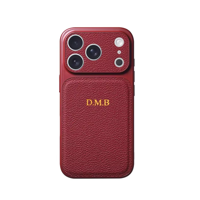 Personalizowane Etui do iPhone 18 Pro LuxeTouch Złote Inicjały - Czerwony