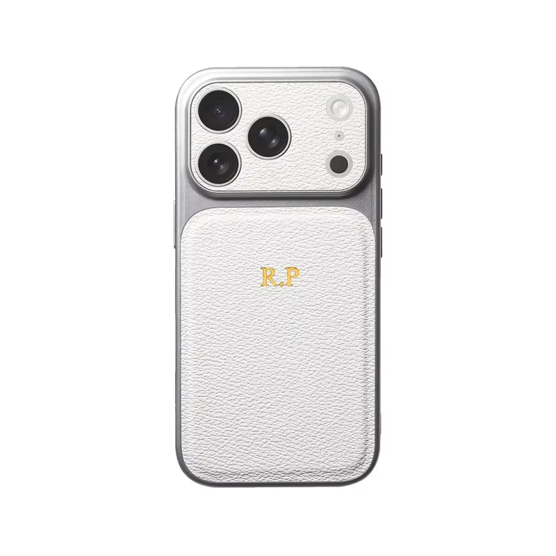 Personalizowane Etui do iPhone 12 LuxeTouch Złote Inicjały - Biały
