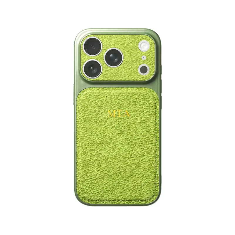 Personalizowane Etui do iPhone 12 LuxeTouch Złote Inicjały - Zielony