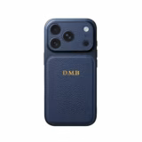 Personalizowane Etui do iPhone 12 LuxeTouch Złote Inicjały - Niebieski