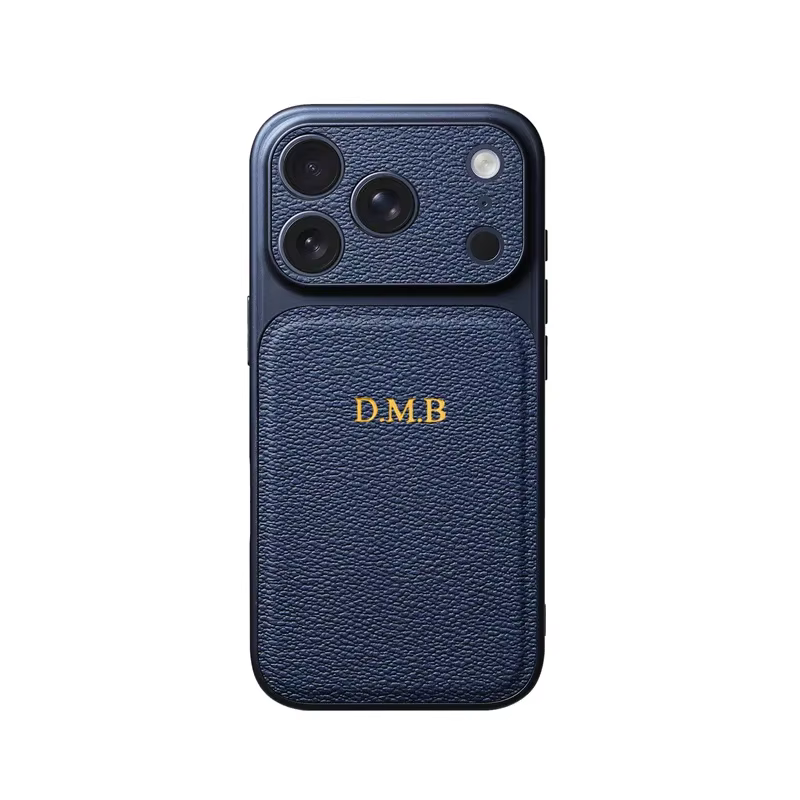 Personalizowane Etui do iPhone 12 LuxeTouch Złote Inicjały - Niebieski