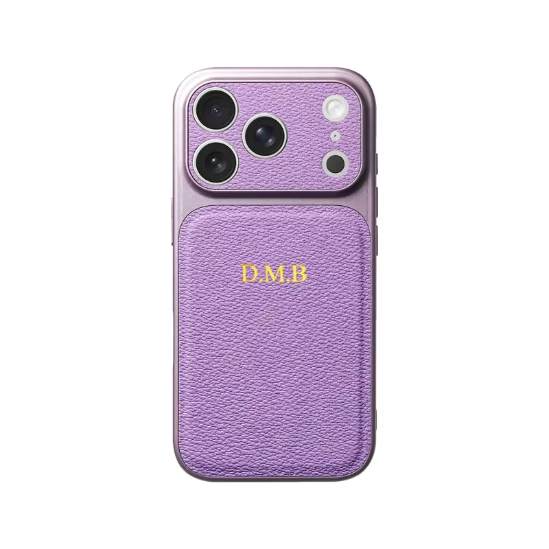 Personalizowane Etui do iPhone 12 LuxeTouch Złote Inicjały - Fioletowy