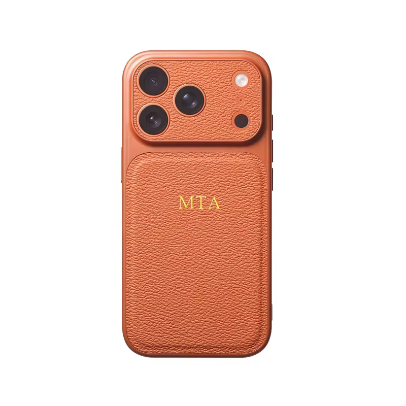 Personalizowane Etui do iPhone 12 LuxeTouch Złote Inicjały - Pomarańczowy