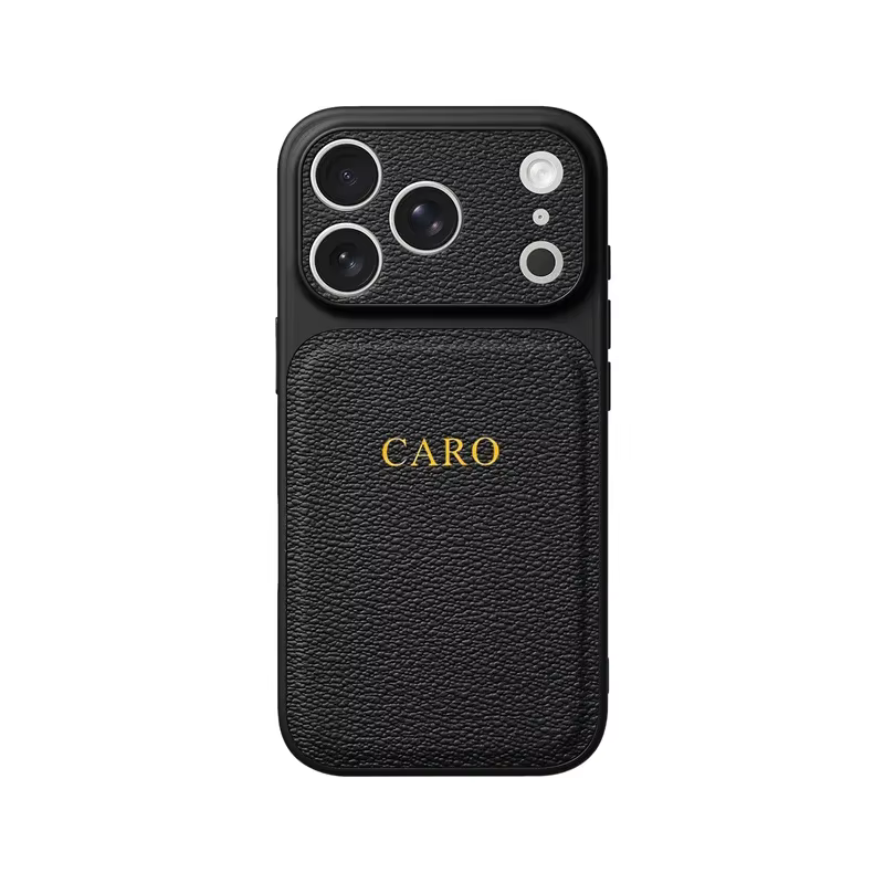 Personalizowane Etui do iPhone 12 LuxeTouch Złote Inicjały - Czarny